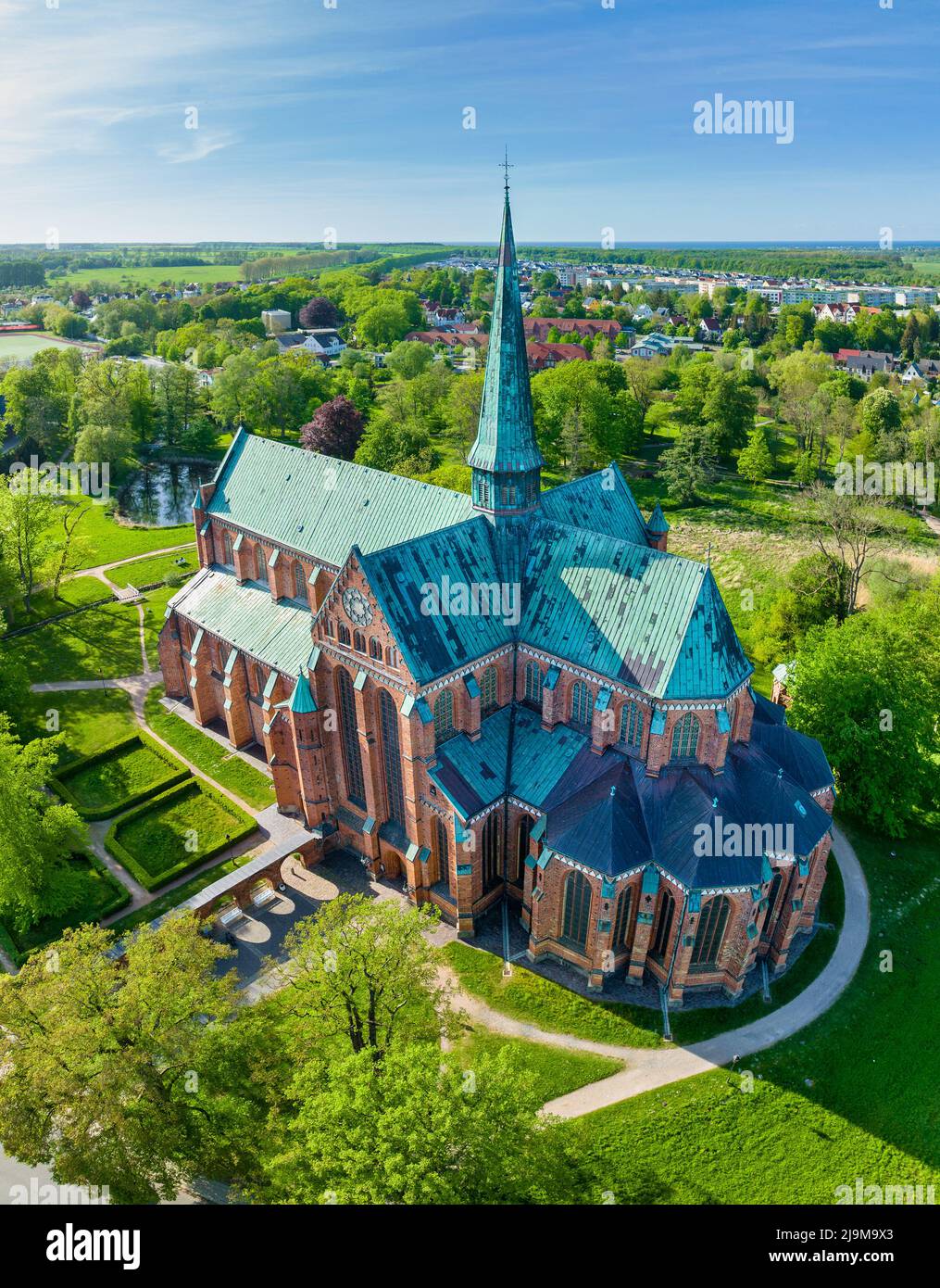 Aerial view of the Minster in Bad Doberan (Germany) from Southeast Stock Photo