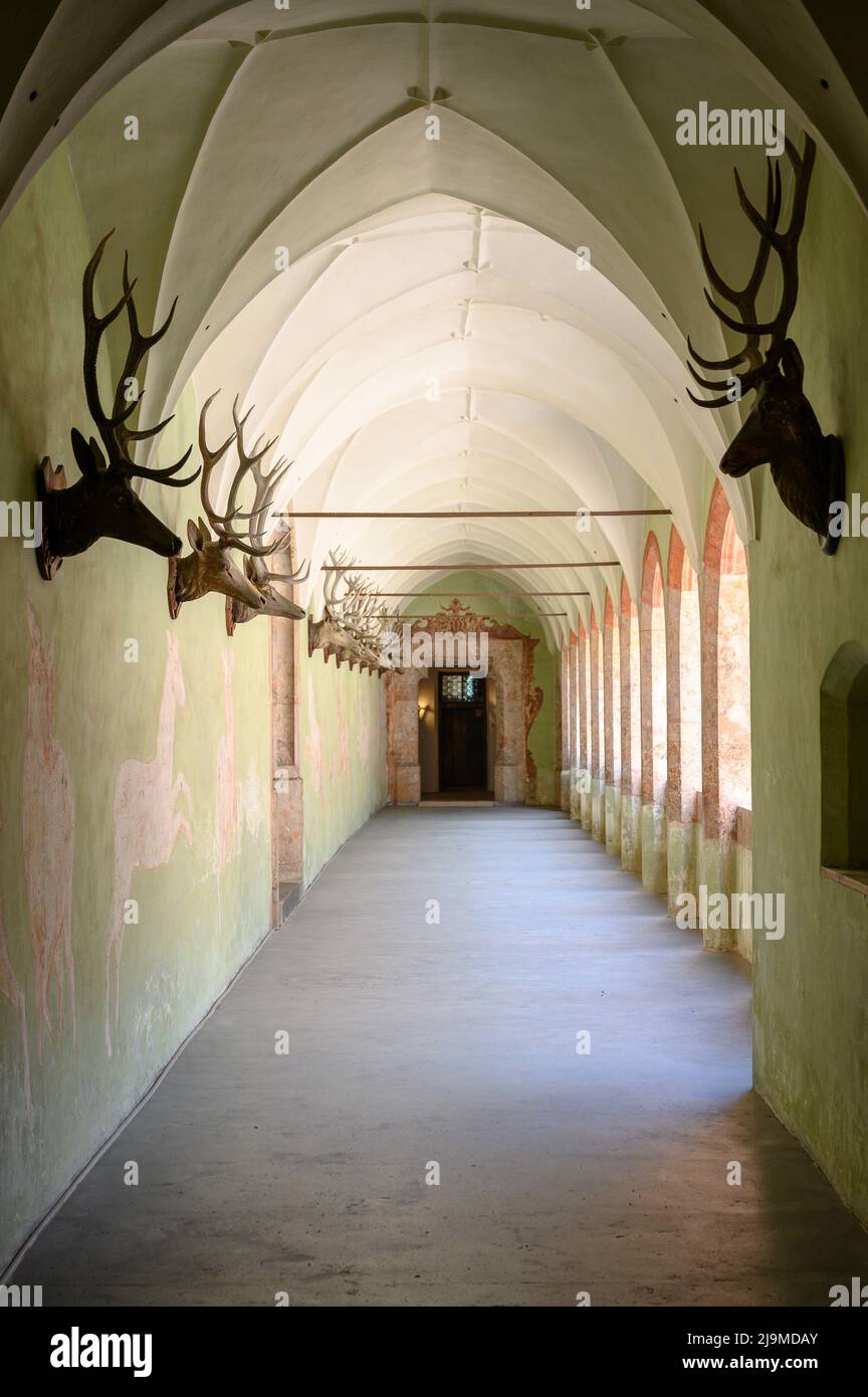 hallway of Tratzberg castle in Tyrol Stock Photo