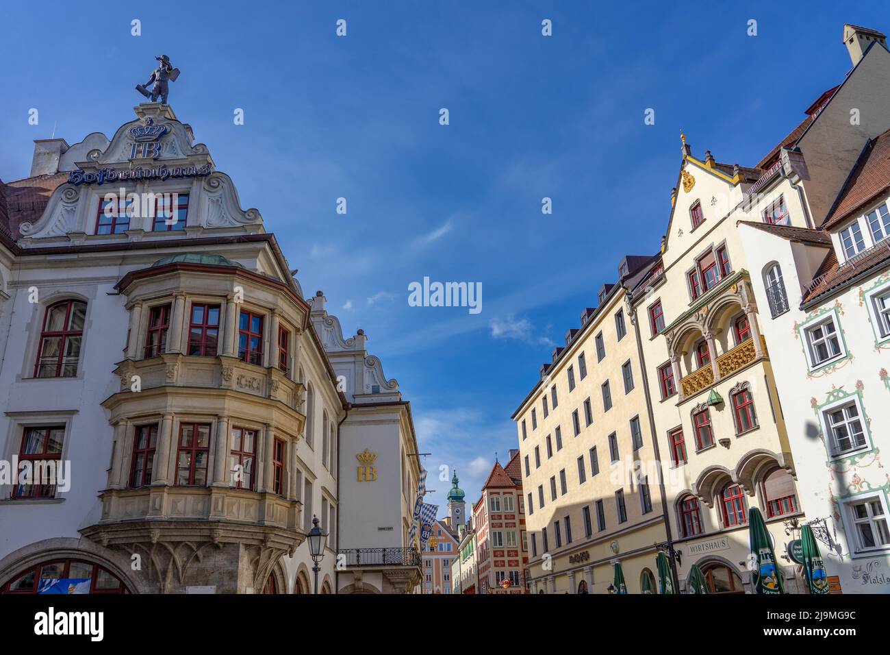 Munich, Germany - 04.08.2022: famous traditional hofbrauhaus bier hall building exterior Stock Photo