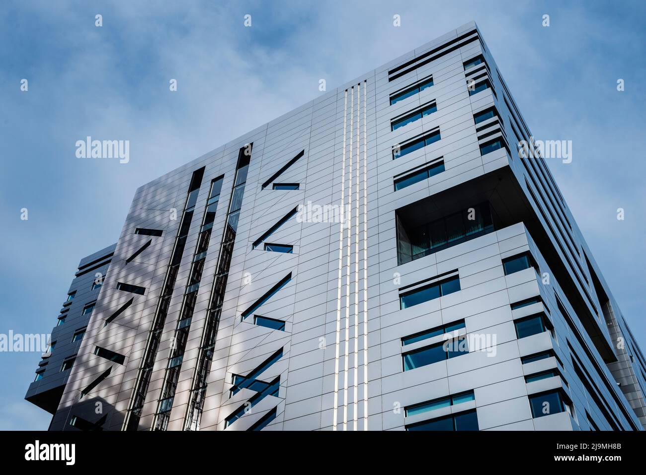 Modern architecture: Commercial real estate, stainless steel and glass office block. UBS London Stock Photo
