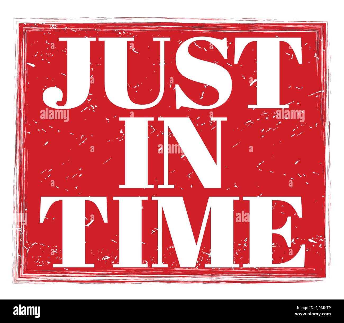 New Just In/sign JUST IN TIME, written on red grungy stamp sign Stock Photo - Alamy