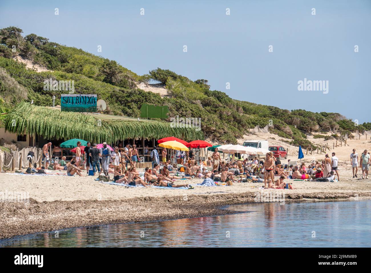 Sa Trinxa Beach Club, Playa ses Salines,  Ibiza,  Spanien Stock Photo