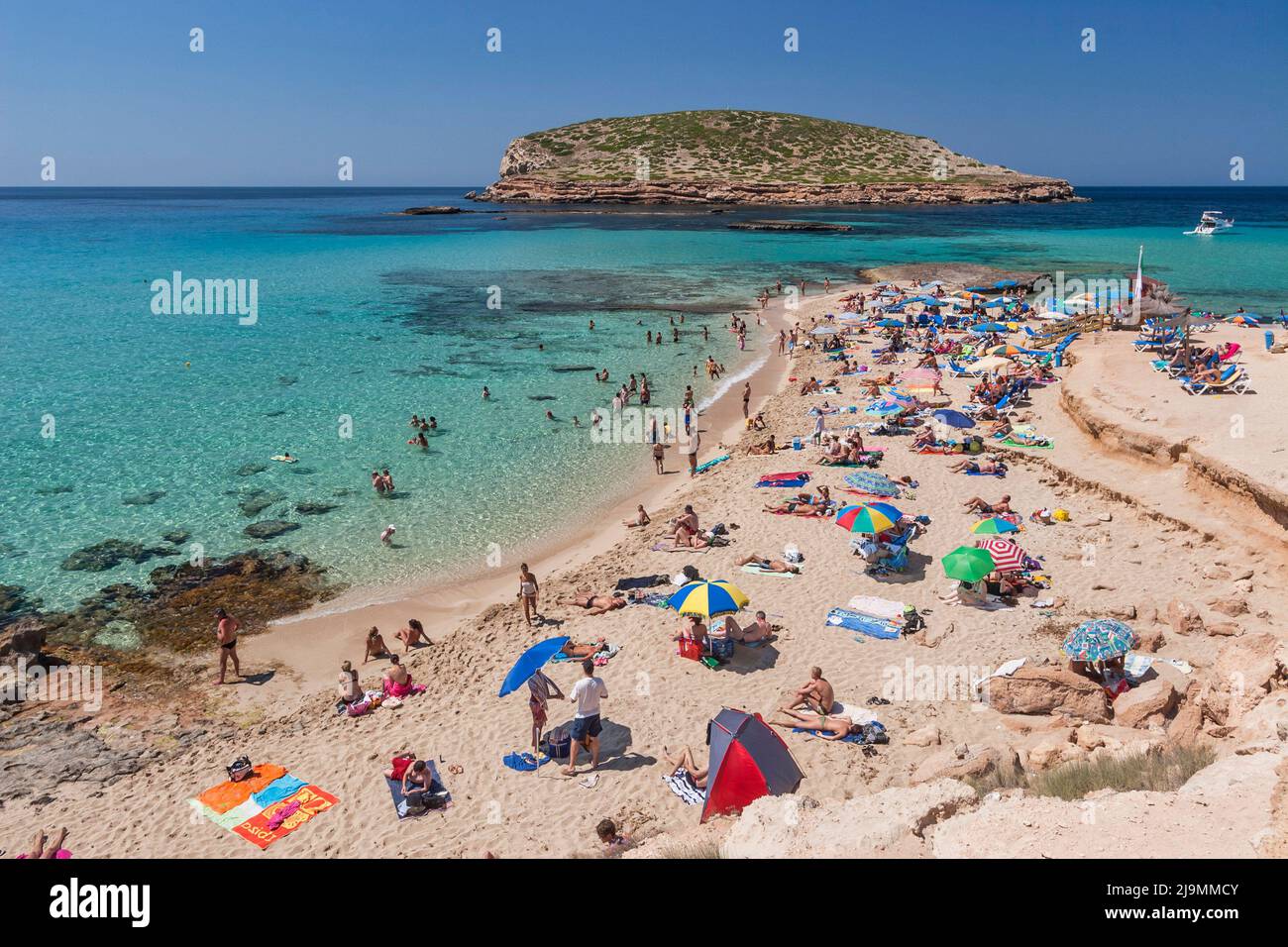 Cala Comte,  Badebucht, Ibiza, Eivissa, Balearen, Spanien, Europa Stock Photo