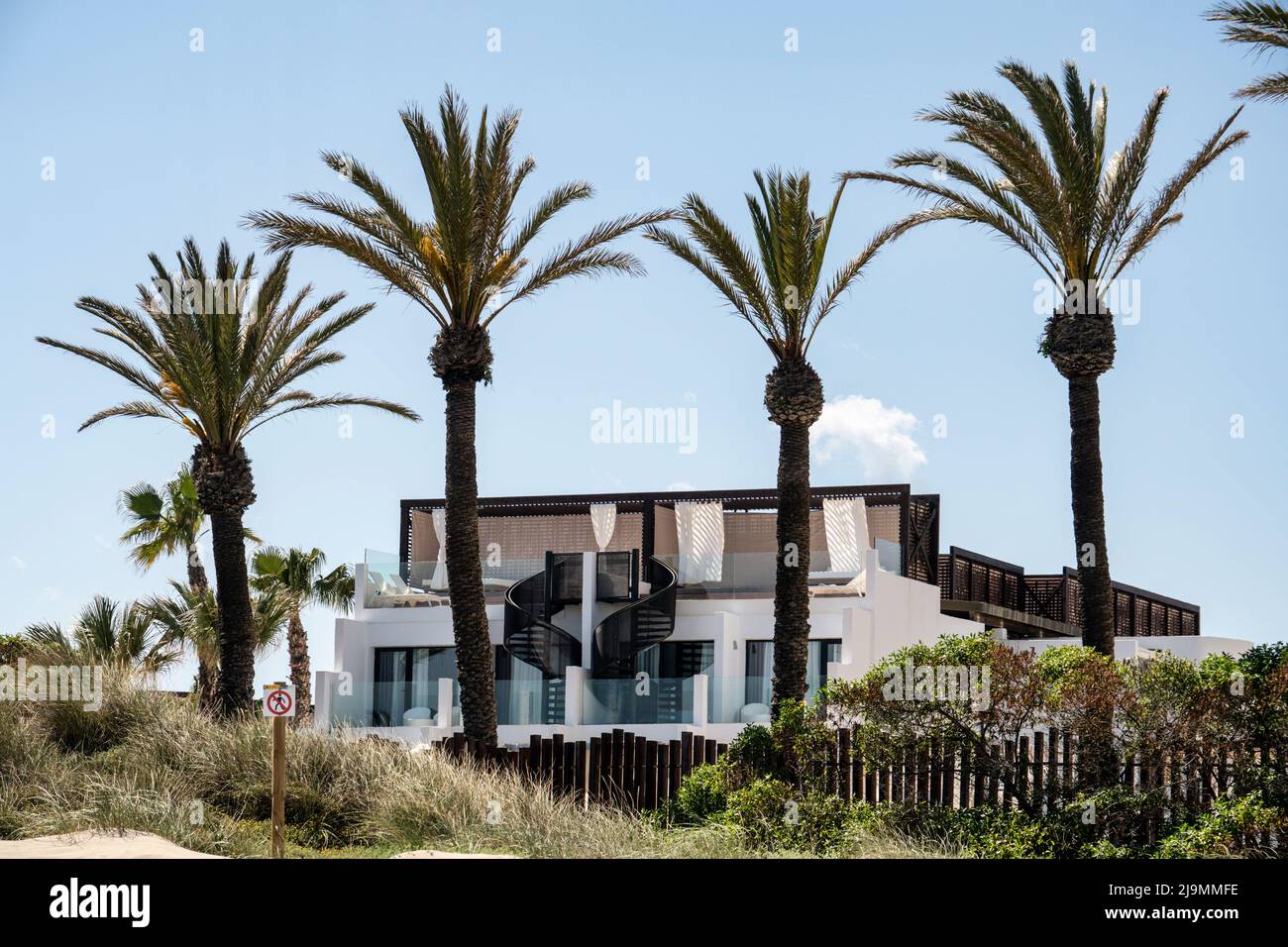 Luxus Strandvilla, Playa d'en Bossa, Ibiza, Spanien Stock Photo
