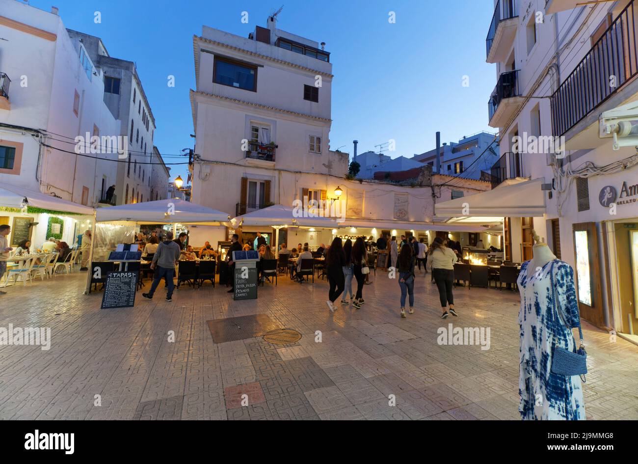 Ibiza-Stadt, Hafen, Promenade, Restaurants, Eivissa, Balearen, Spanien, Europa Stock Photo