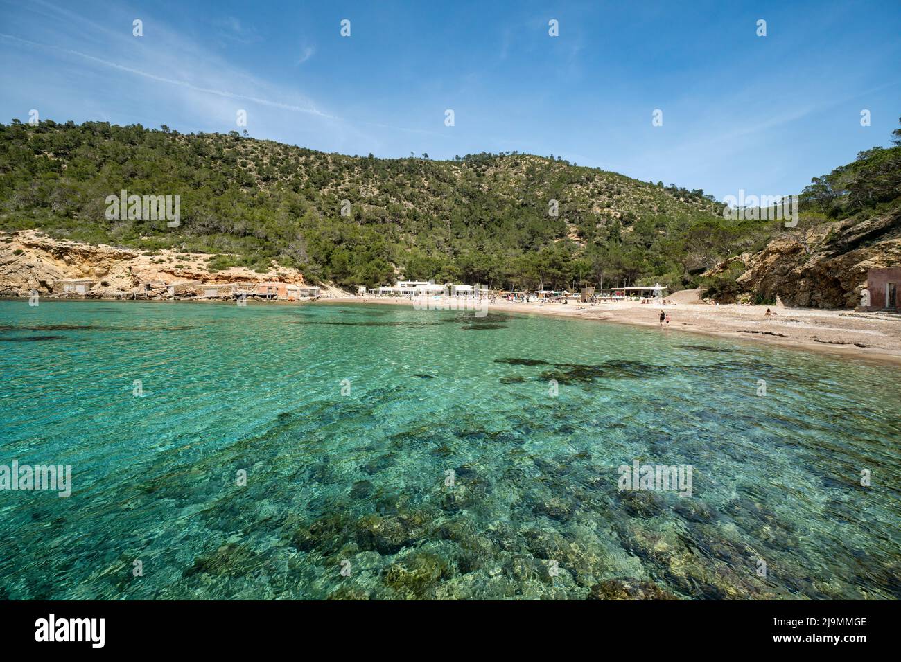 Cala Benirras,  Badebucht, Ibiza, Eivissa, Balearen, Spanien, Europa Stock Photo