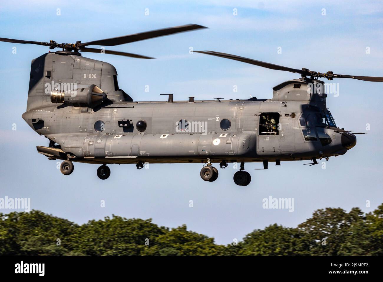 Royal Netherlands Air Force Boeing CH-47F Chinook heavy helicopter taking off from Gilze-Rijen airbase. The Netherlands - September 7, 2016 Stock Photo