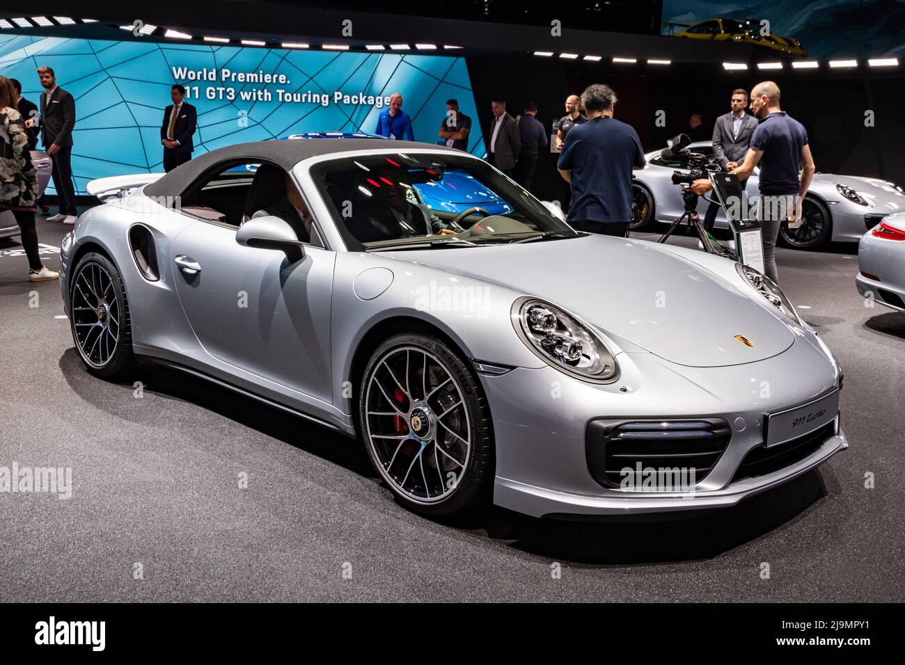 Porsche 911 Turbo sports car at the Frankfurt IAA Motor Show. Germany - September 12, 2017. Stock Photo