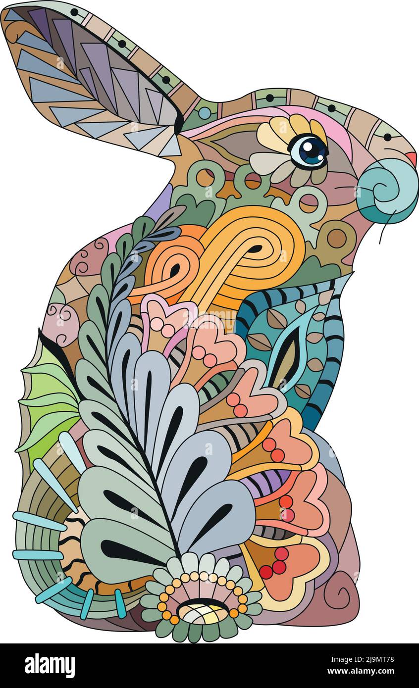 Spring rabbit. Easter background with creative cute bunny. Colorful ...