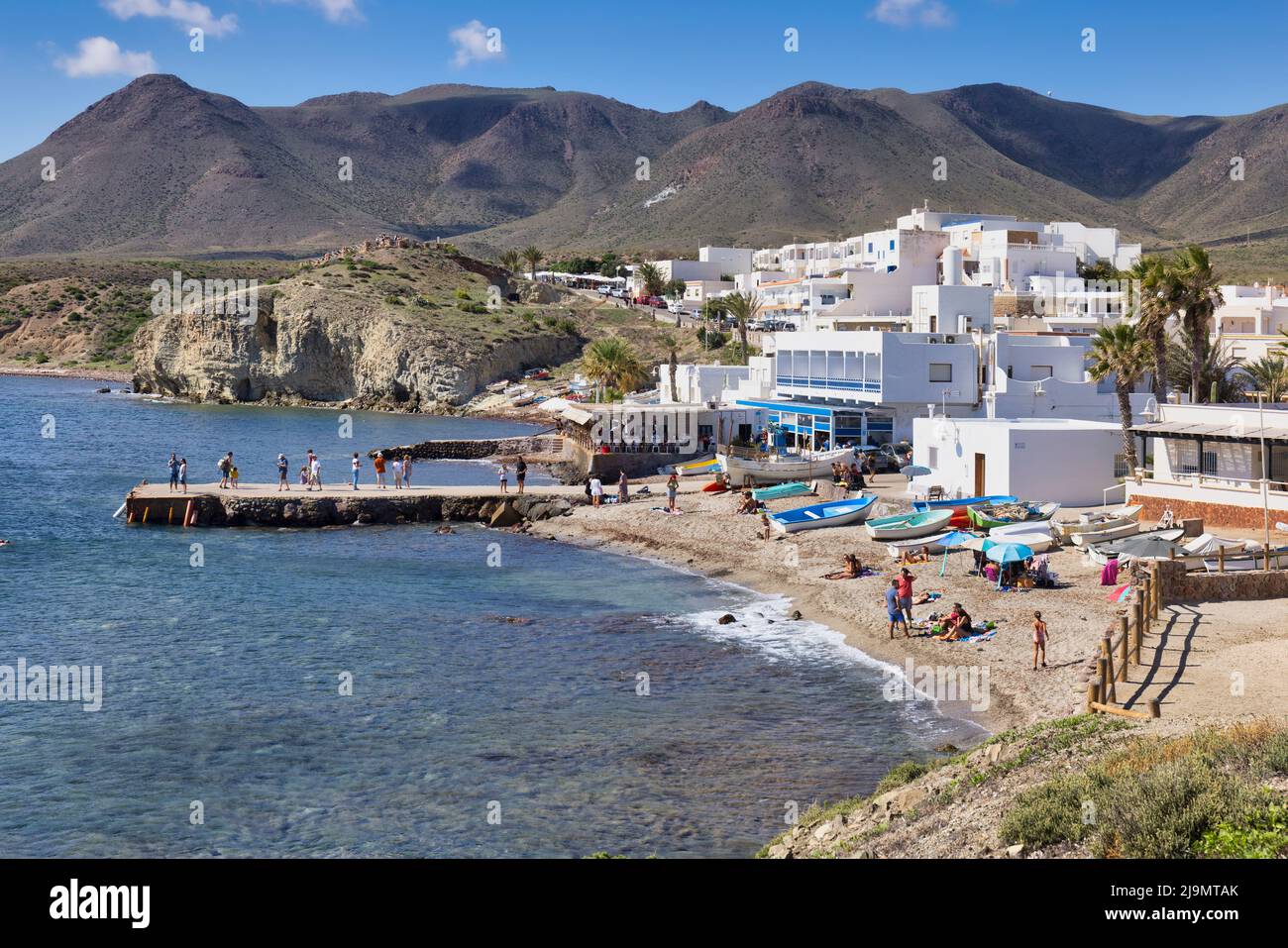 La Isleta del Moro also known as La Isleta, Cabo de Gata-Nijar Natural Park, Cabo de Gata, Almeria Province, Andalusia, southern Spain.  The park is p Stock Photo