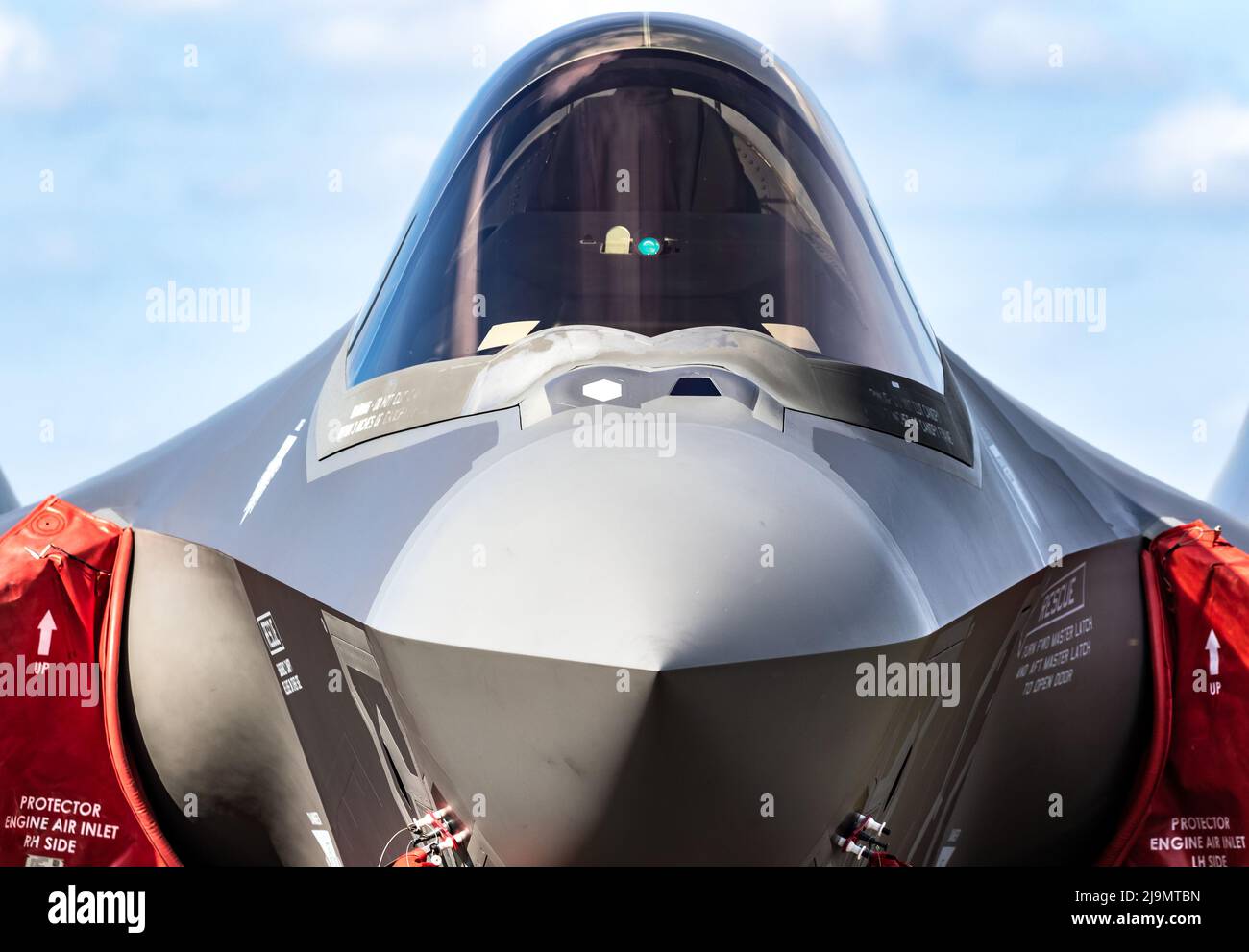 Lockheed Martin F-35 Lightning II fighter jet plane on the tarmac of Kleine-Brogel Airbase. Belgium - September 8, 2018 Stock Photo