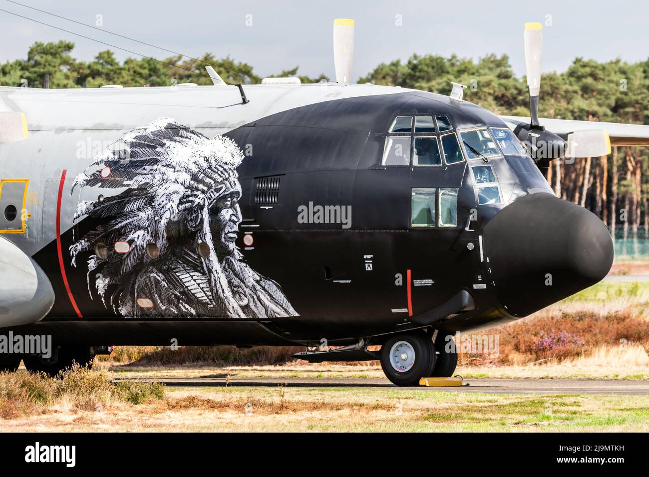 Special Painted Lockheed C-130H Hercules transport plane of the Belgian Air Force at Kleine-Brogel Air Base. September 8, 2018 Stock Photo
