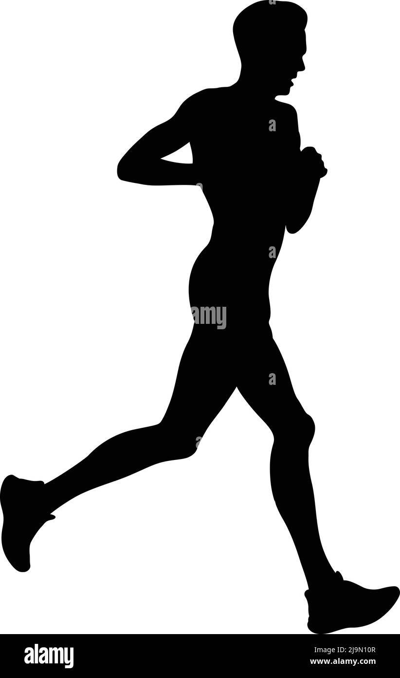 male runner running marathon black silhouette Stock Vector Image & Art ...