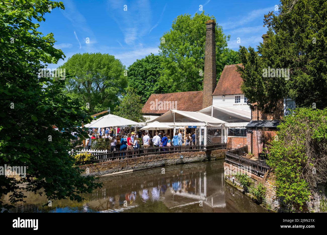 The Waffle House, St. Albans Hertfordshire showing large queue of
