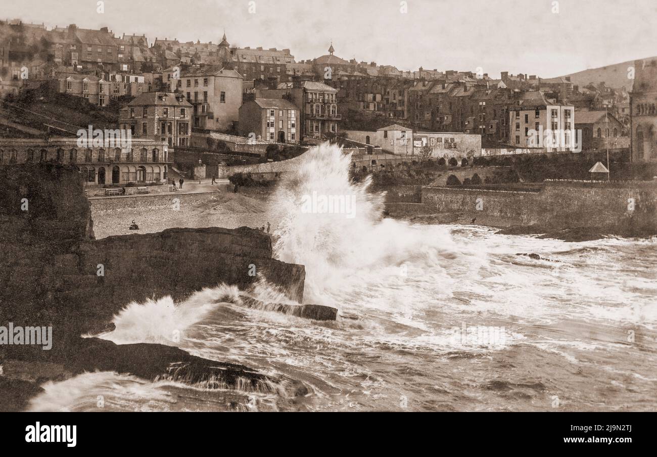 Breakers at Capstone Parade, Ilfracombe, about 1885 Stock Photo