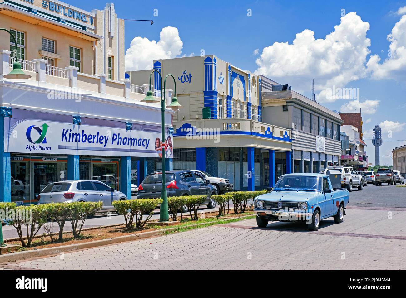 Shops in main street of the capital city Kimberley, Frances Baard, Northern Cape province, South Africa Stock Photo
