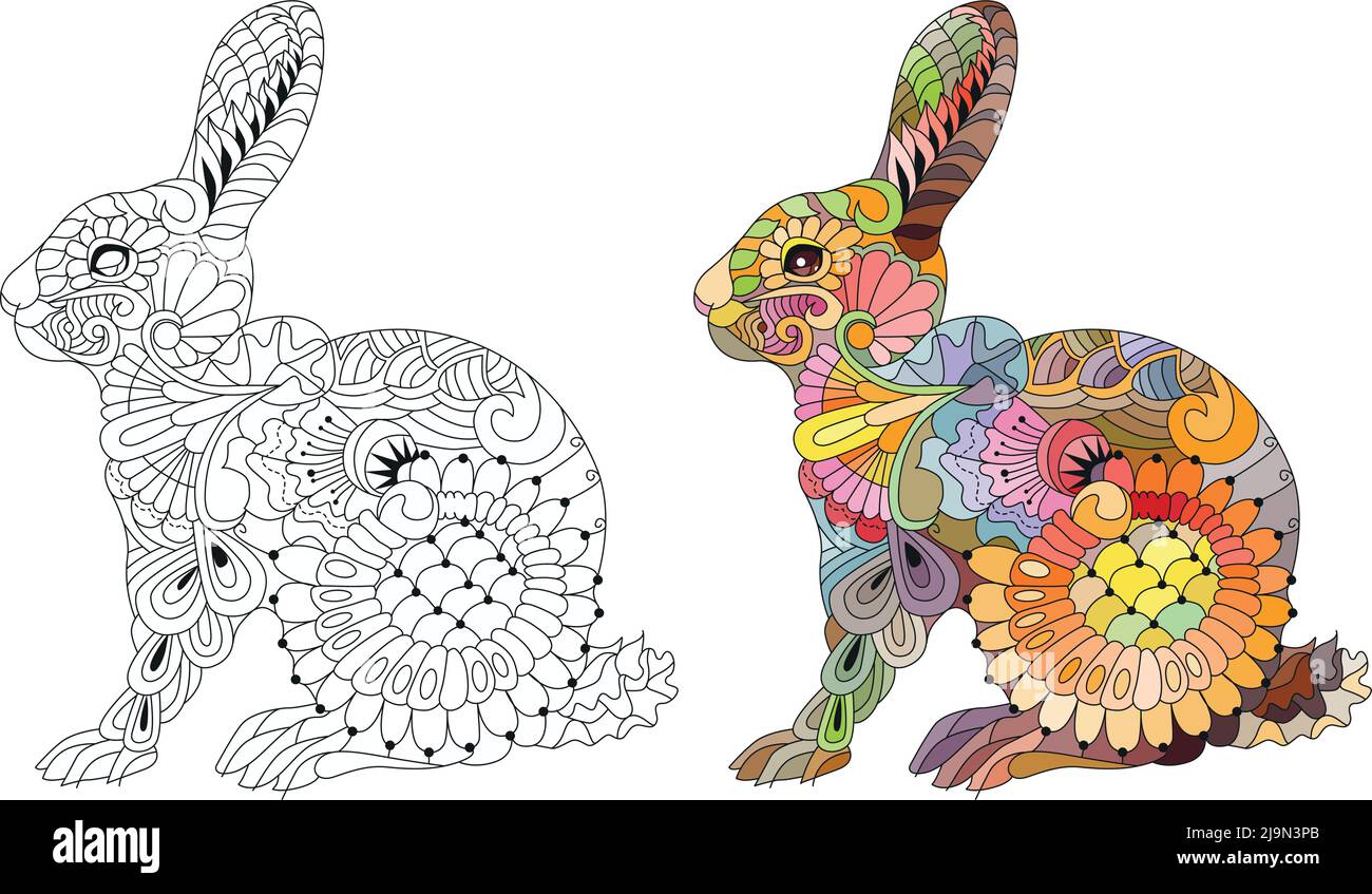 Free Vectors | Panda rabbit drawn with colored pencils