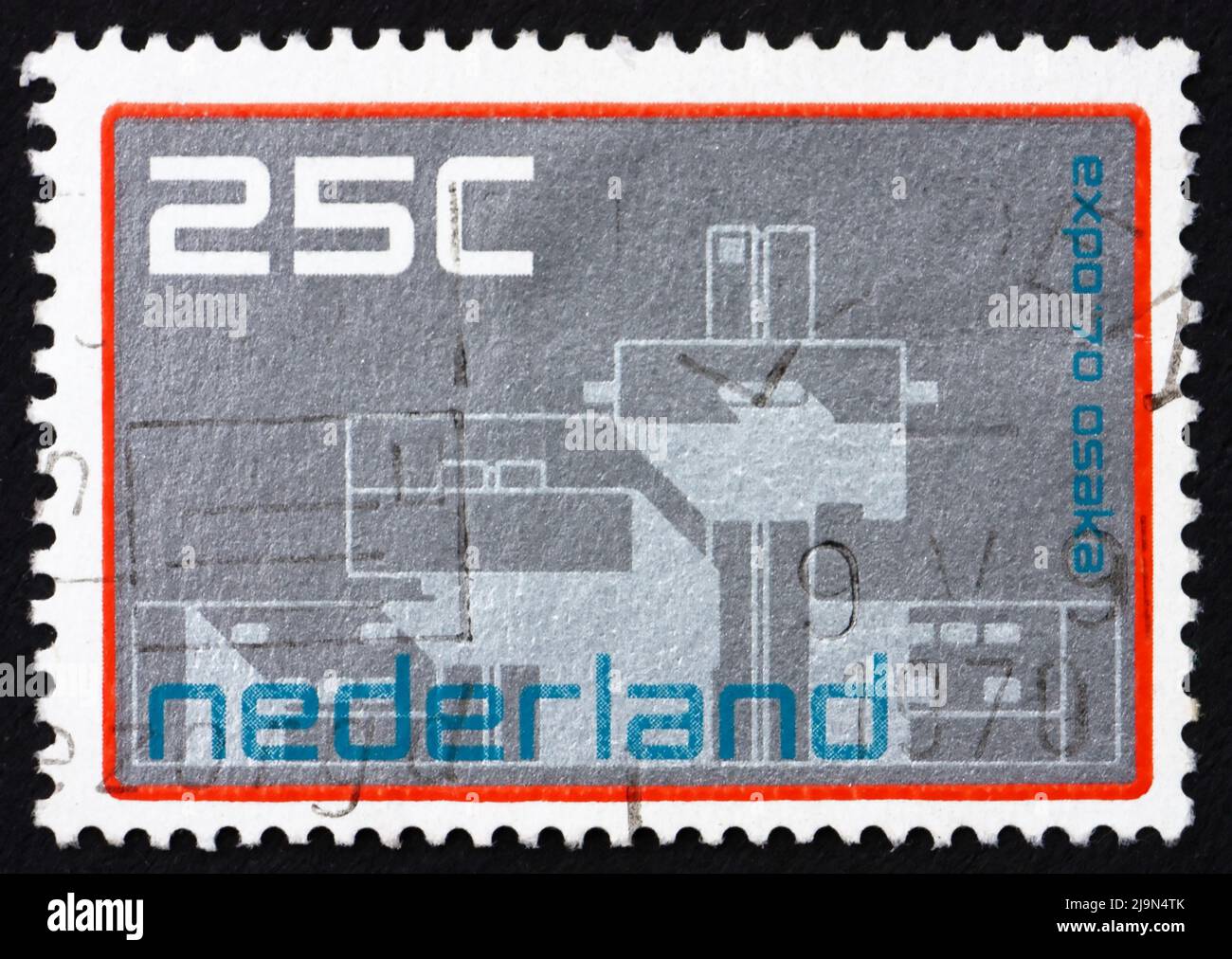 NETHERLANDS - CIRCA 1970: a stamp printed in the Netherlands shows Dutch Pavilion, EXPO 70, Osaka, Japan, circa 1970 Stock Photo