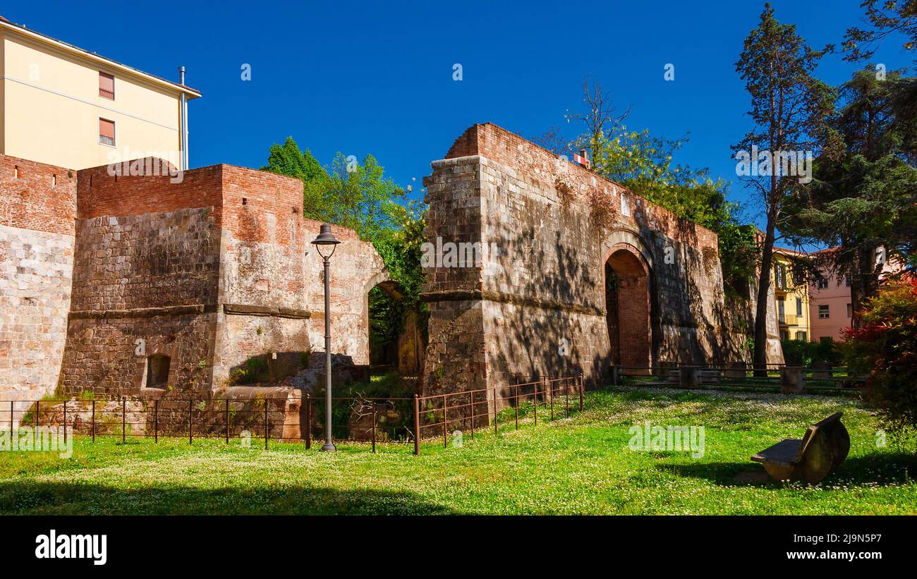 The Stampace Bulwark ruins along Pisa ancient walls, now a public park Stock Photo