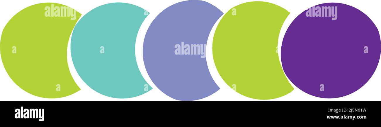 Intersecting, overlapping circles, rings. Stock vector illustration, clip-art graphics Stock Vector