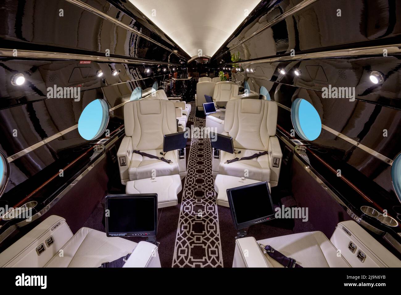Interior of a business private jet - stock photo Stock Photo