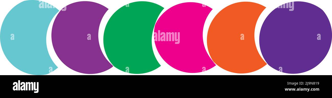 Intersecting, overlapping circles, rings. Stock vector illustration, clip-art graphics Stock Vector