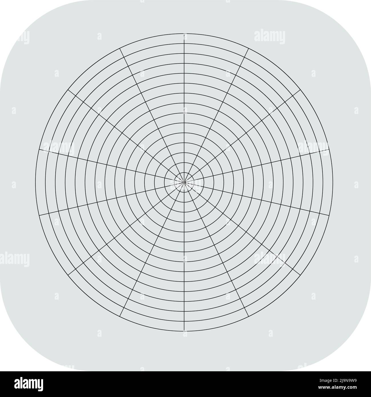 Polar, circular grid, mesh. Pie chart, graph element. Stock vector