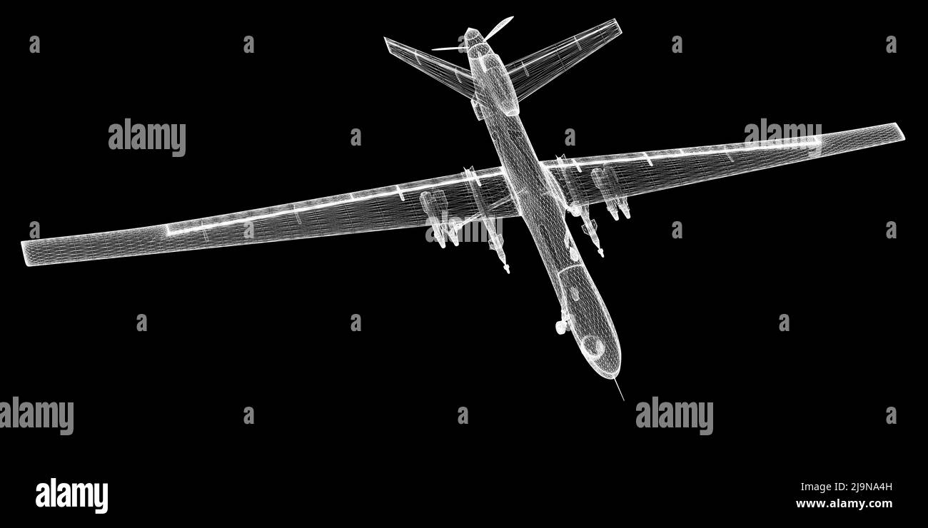 Unmanned Aerial Vehicle (UAV) , body structure, wire model Stock Photo ...