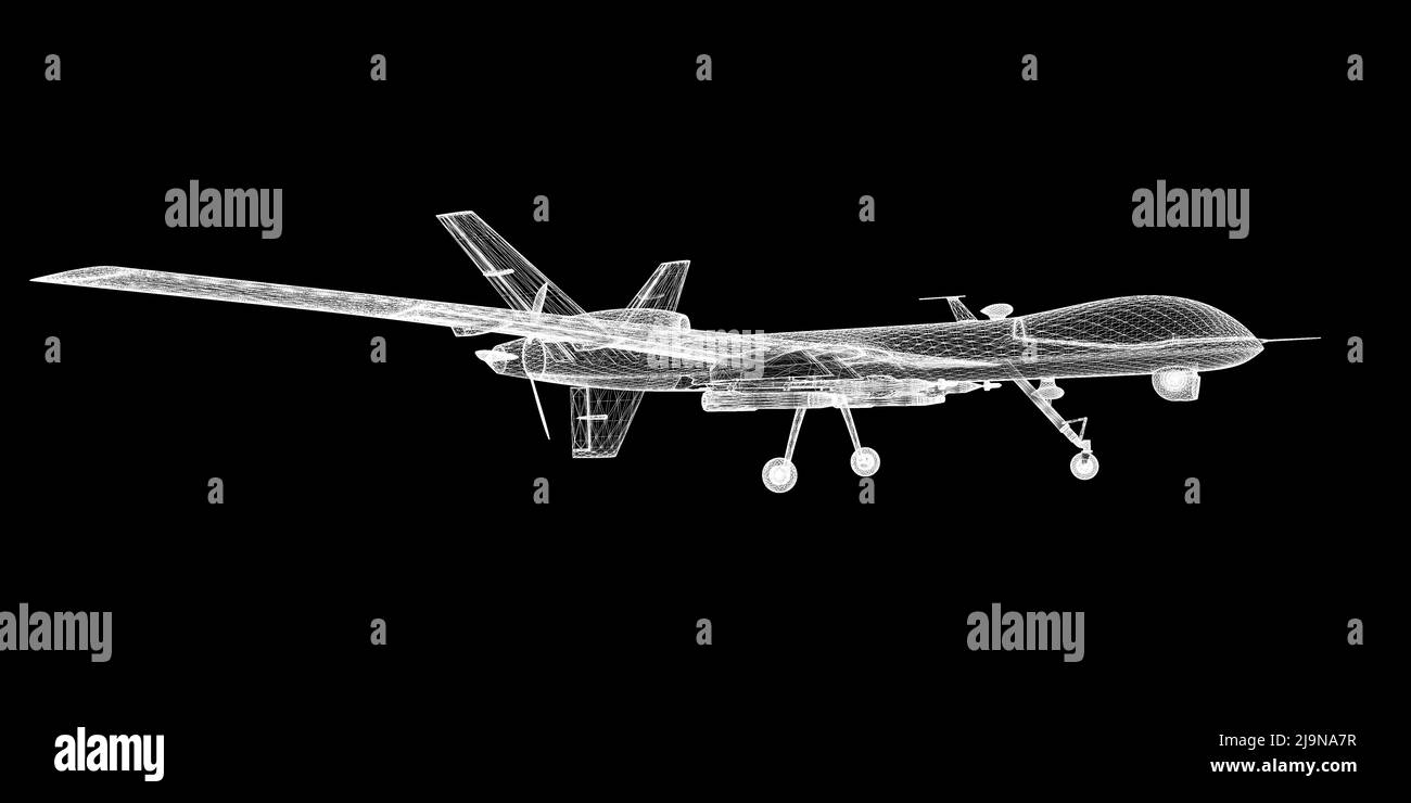 Unmanned Aerial Vehicle (UAV) , body structure, wire model Stock Photo ...