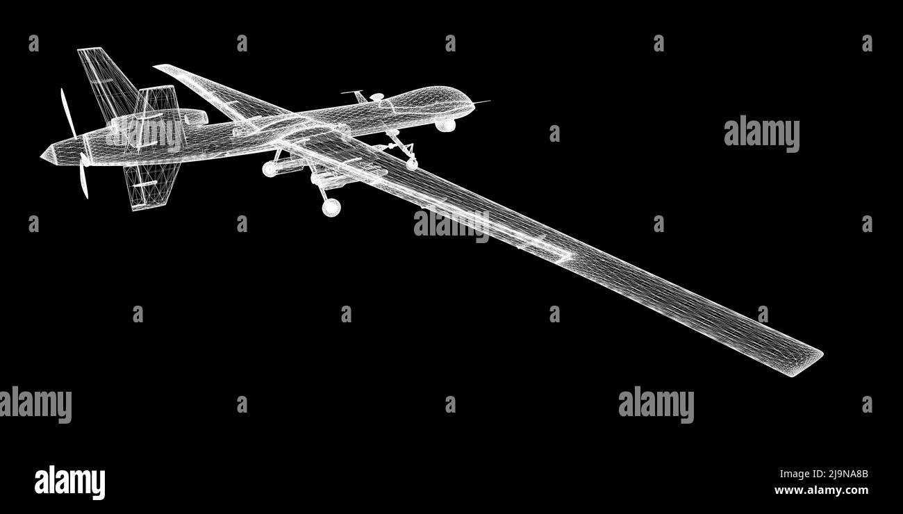 Unmanned Aerial Vehicle (UAV) , body structure, wire model Stock Photo ...