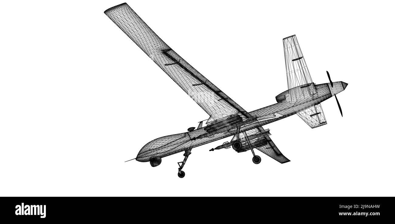 Unmanned Aerial Vehicle (UAV) , body structure, wire model Stock Photo