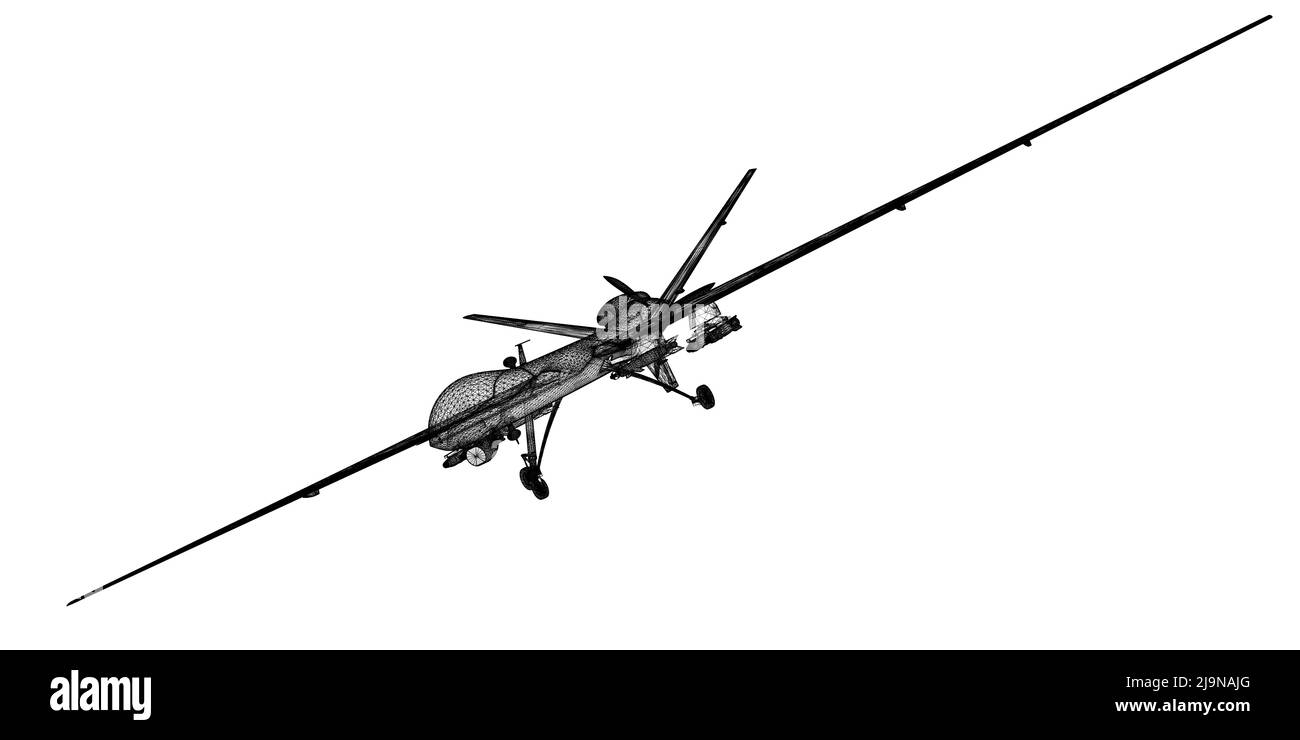 Unmanned Aerial Vehicle (UAV) , body structure, wire model Stock Photo