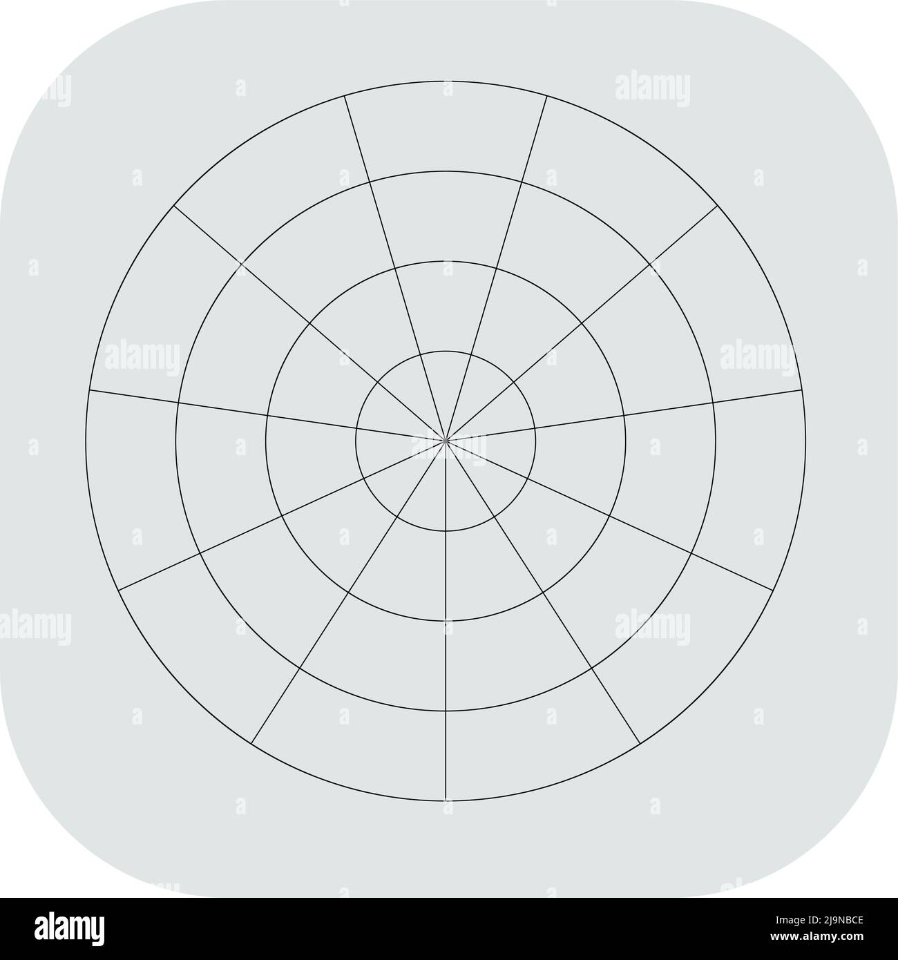 Polar, circular grid, mesh. Pie chart, graph element. Stock vector illustration, clip-art graphics Stock Vector