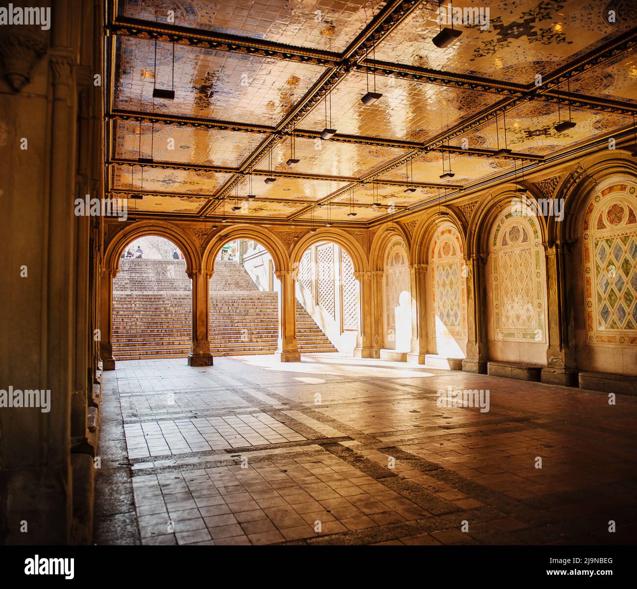 Terrace drive walkway in Central Park, Manhattan, New York City Stock