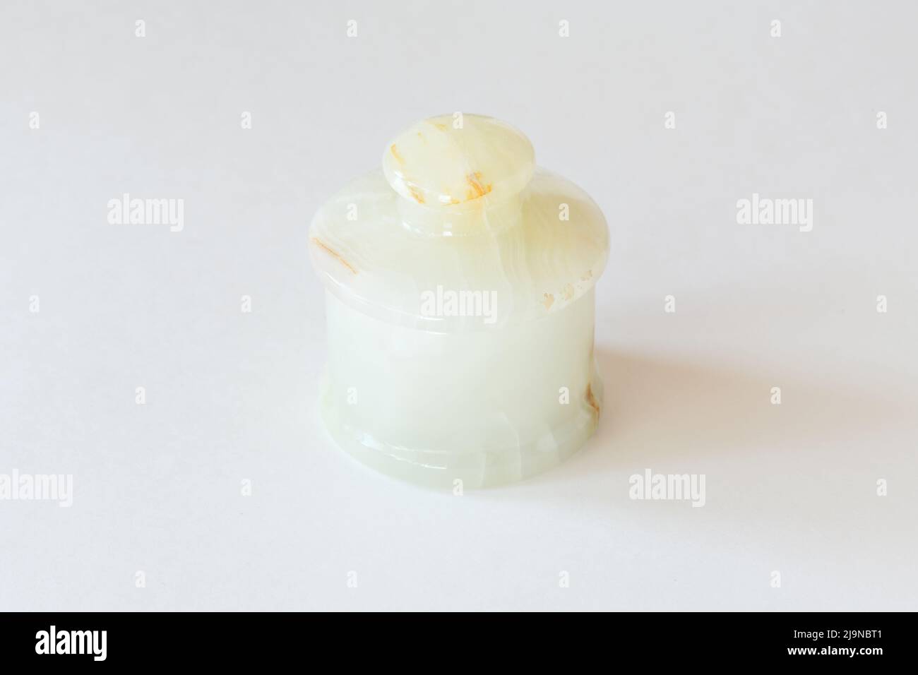 Round onyx box mock up on white background. Stock Photo