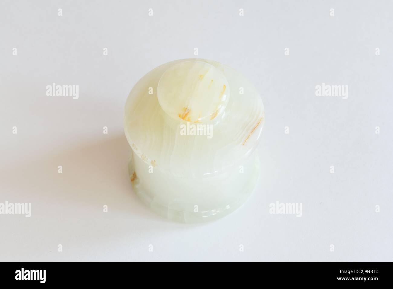 Round onyx box mock up on white background. Stock Photo
