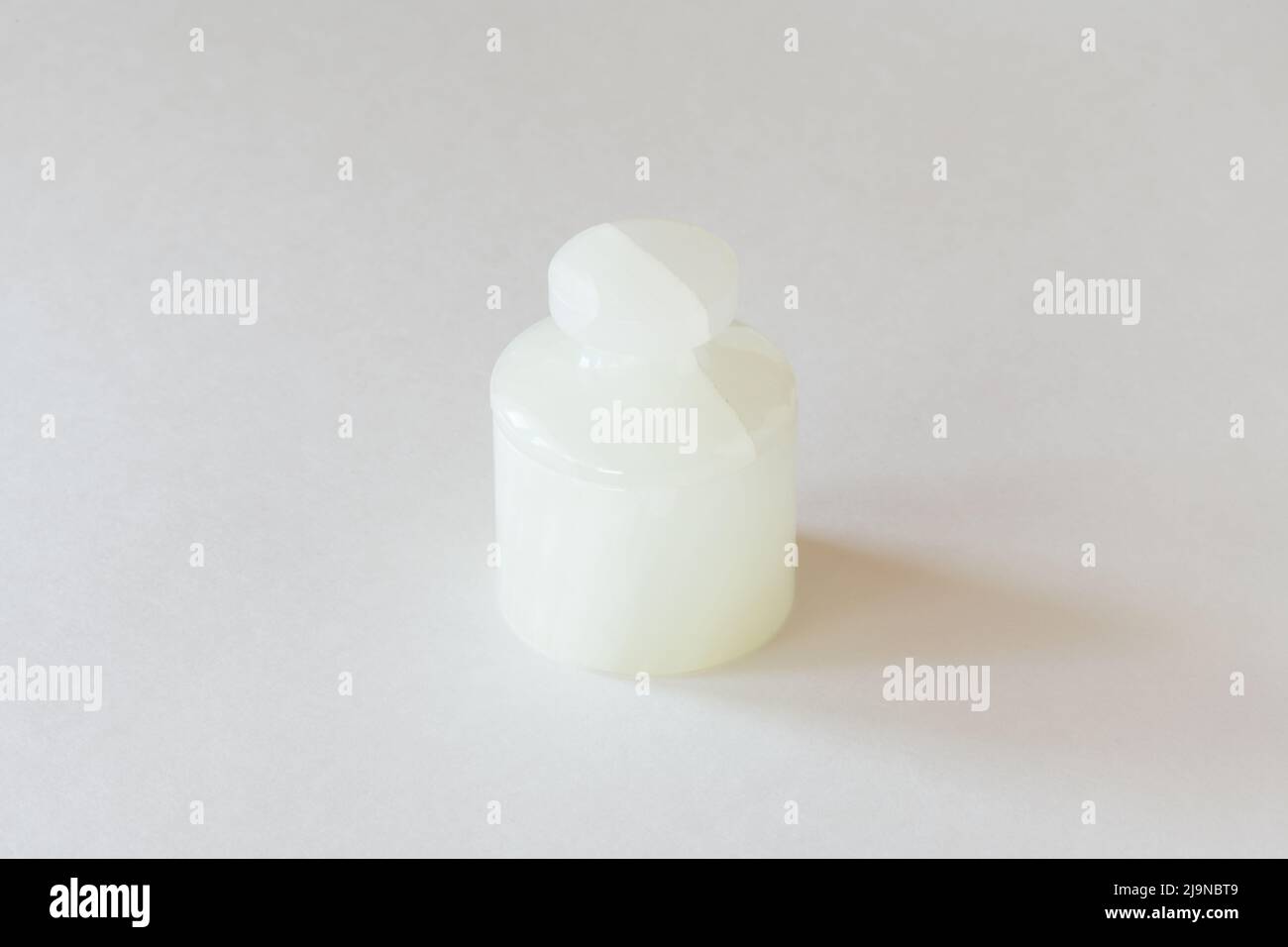 Round onyx box mock up on white background. Stock Photo