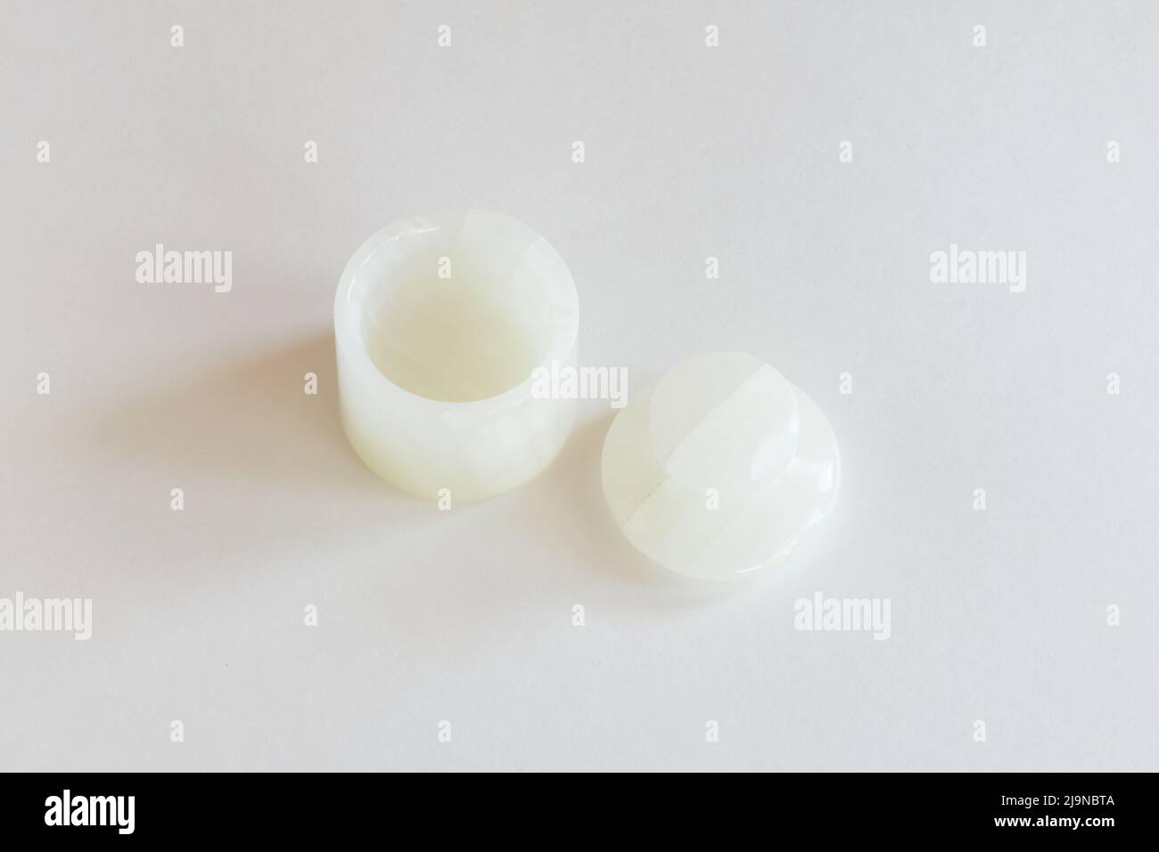 Round onyx box mock up on white background. Stock Photo