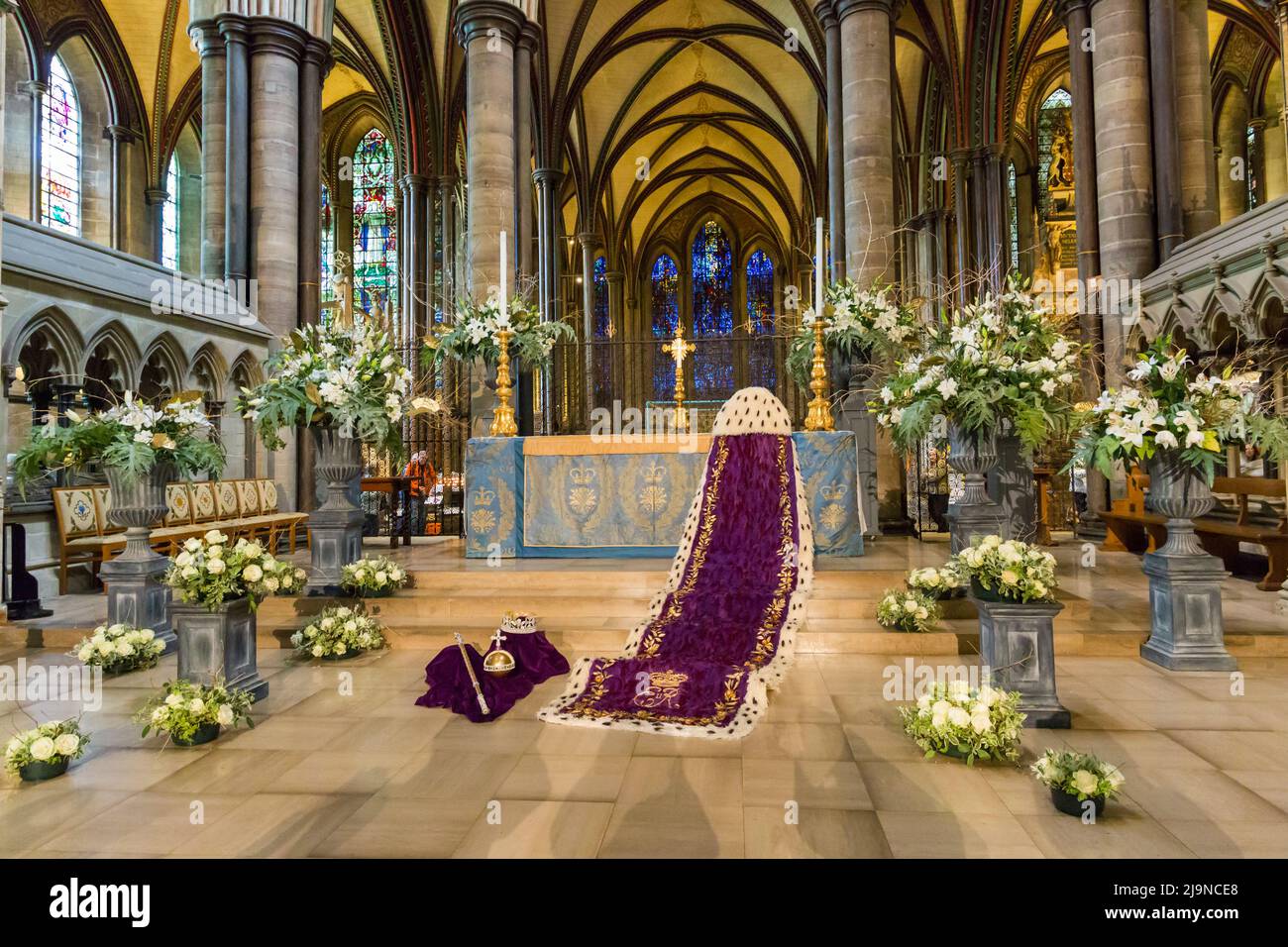 The Crown, Orb and Sceptre exhibit for the Queen's Platinum Jubilee at