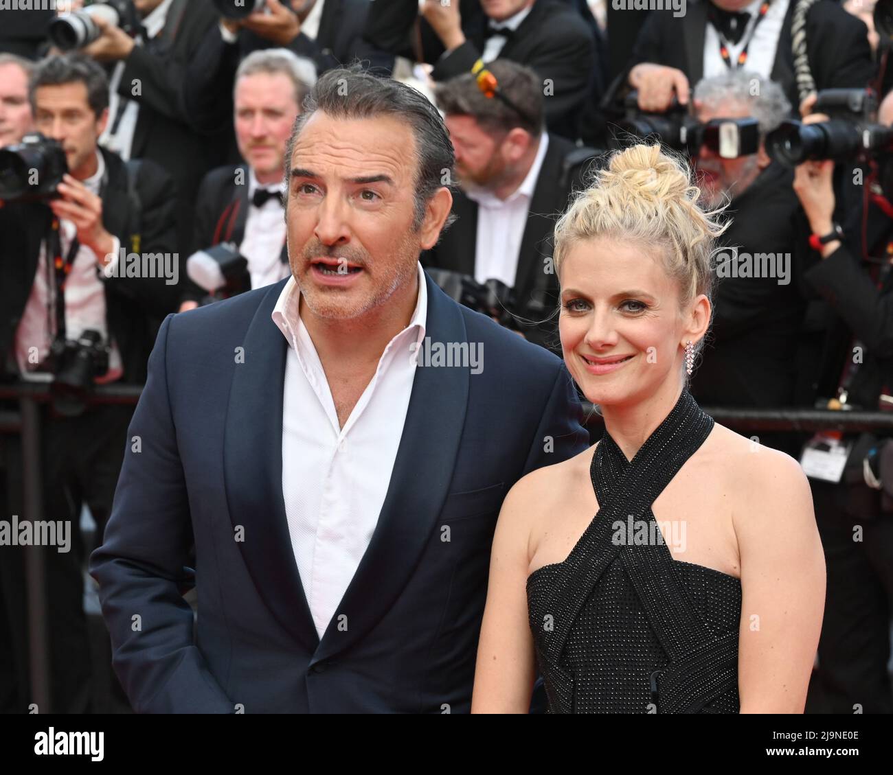 Cannes, France. 24th May, 2022. CANNES, FRANCE. May 24, 2022: Jean Dujardin  & Melanie Laurent at the 75th Anniverary gala and premiere of The Innocent  at the 75th Festival de Cannes. Picture