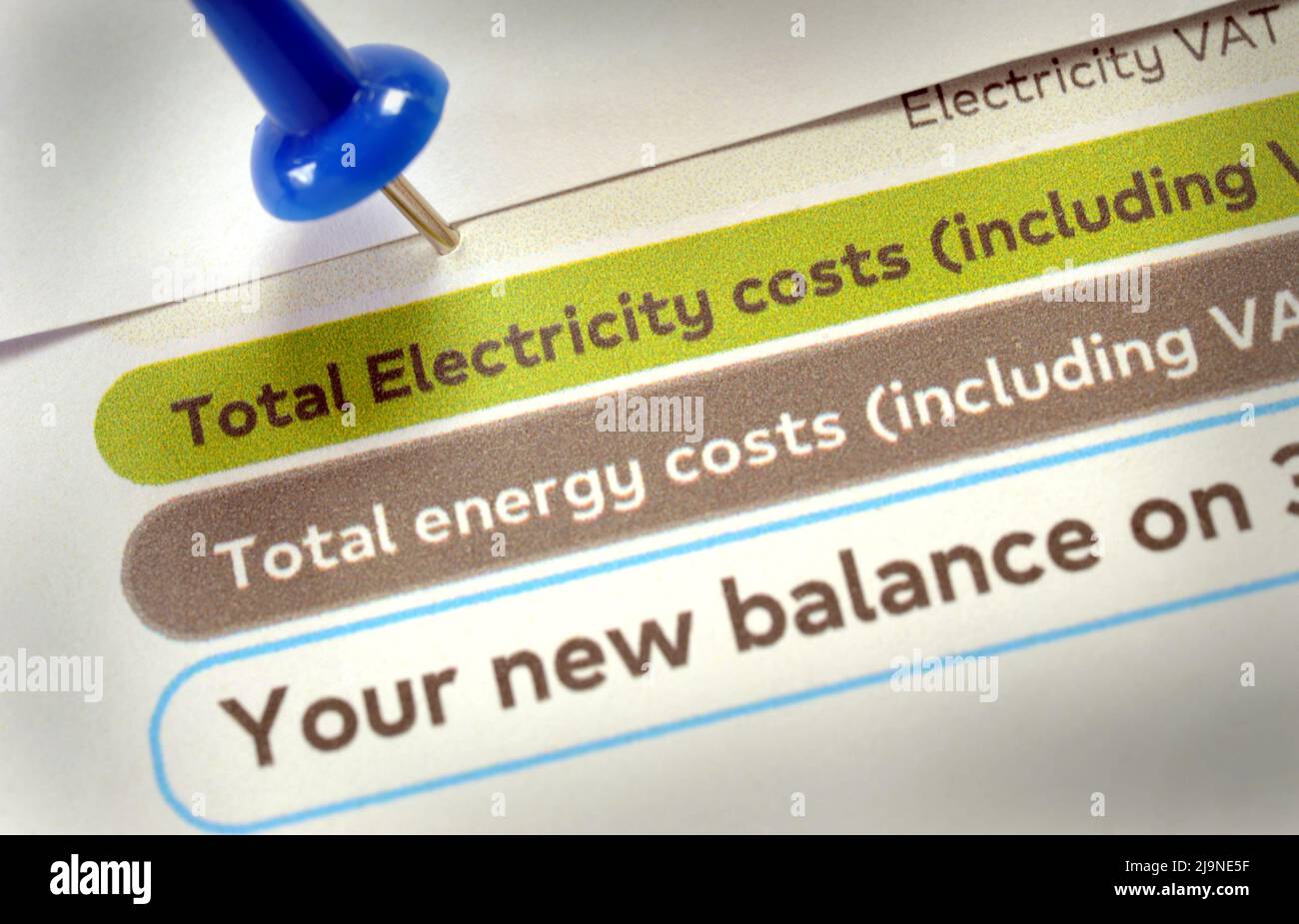 ELECTRICITY ENERGY BILL TOTAL COSTS RE GAS ELECTRIC BILLS RISING ENERGY PRICES FUEL POVERTY ETC UK Stock Photo