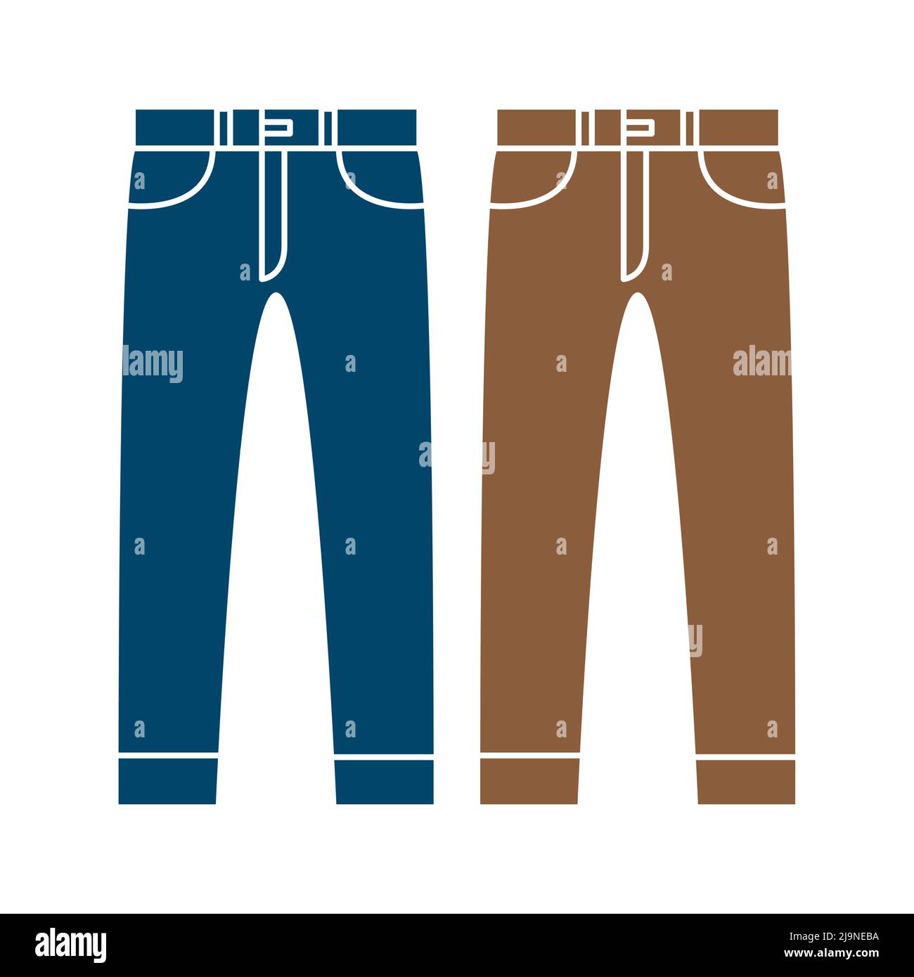 men trousers paint two color blue and brown. on white background Stock Vector