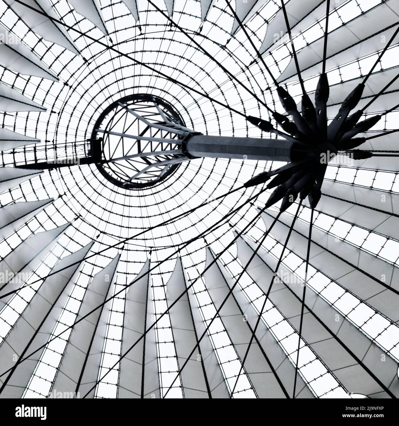 Berlin Sony Center - photo of the roofing taken during a trip to Berlin in April this year. Beautiful design and a game of contrasts. Stock Photo