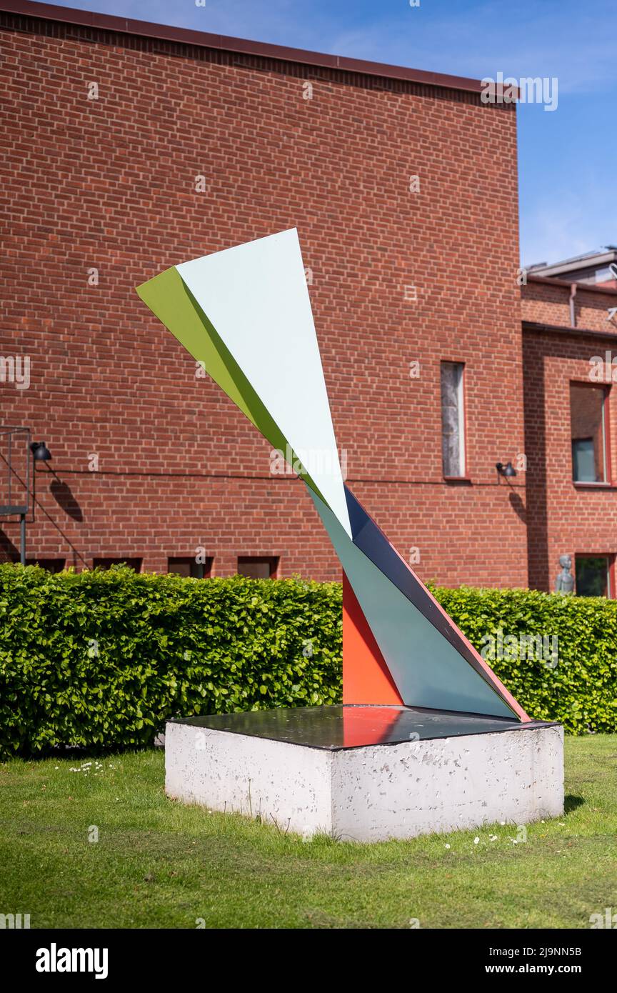 'Sollefteå 1977' by Jacob Dahlgren in the sculpture park on a sunny day in May 2022 at Norrkoping art museum in Norrkoping, Sweden. Stock Photo