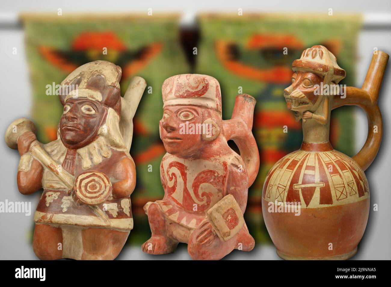 beautiful decorated bottles that demonstrate the skill of the ancient Inca craftsmen. Stock Photo