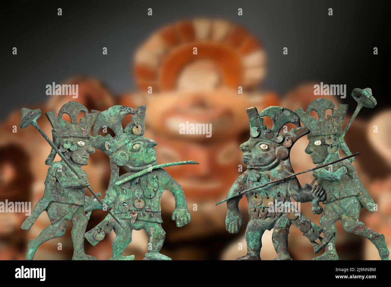 Some statuettes of Inca warriors in war gear Stock Photo
