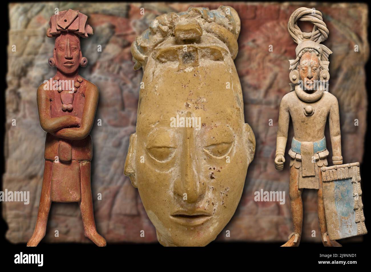 Statuettes depicting Mayan Warriors Stock Photo