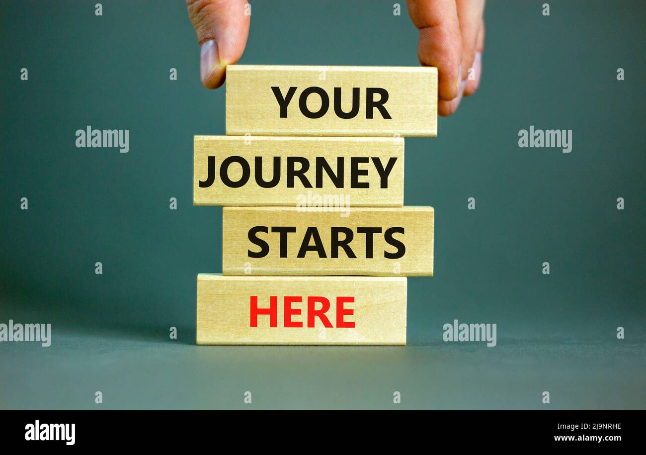 Your journey starts here symbol. Concept words Your journey starts here