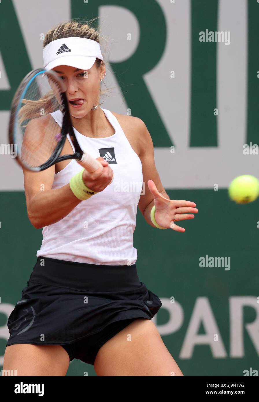 Paris, France. 24th May, 2022. Anna Kalinskaya of Russia plays against US Madison Keys during their French Tennis Open match at Roland Garros near Paris, France, on Tuesday 24 May, 2022. Keys won 6-3, 3-6, 6-4. Photo by Maya Vidon-White/UPI Credit: UPI/Alamy Live News Stock Photo