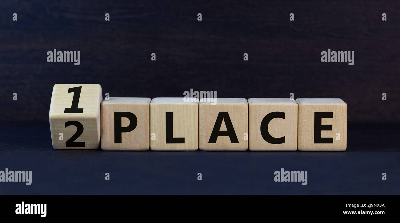 From 2 to 1 place symbol. Turned wooden cubes and changed concept words ...